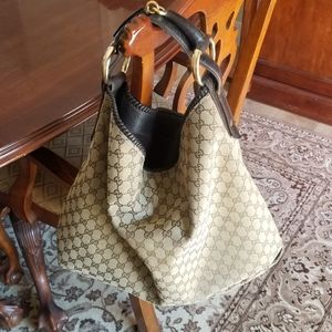 Authentic Gucci Monogram Horse Bit XL Hobo